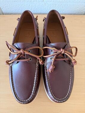 Polo Ralph Lauren Brown Tan Leather Merton Boat Loafer Shoes 9.5 D